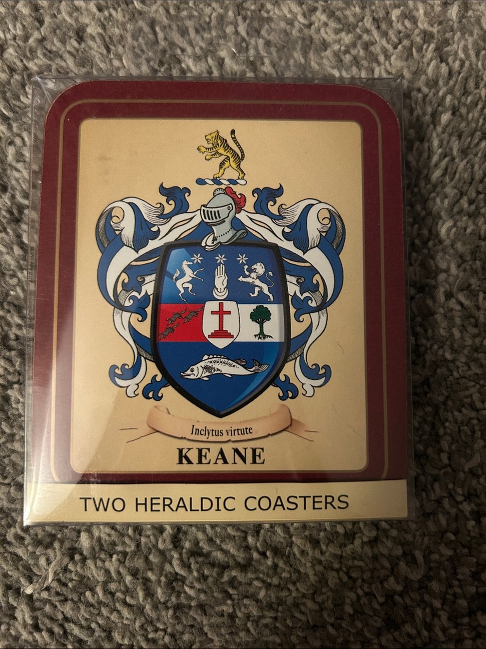 Heraldic Coasters - Red and Blue Family Crest Set